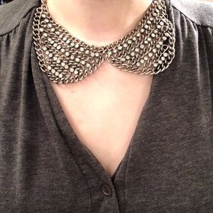 Peter Pan collar necklace silver rhinestone